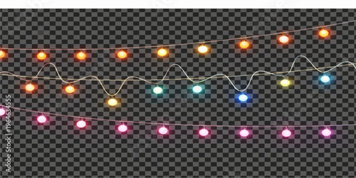 Christmas lights on red and dark background pattern