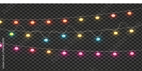 Abstract Christmas lights pattern background with colorful decoration