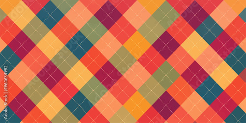 Seamless retro geometric pattern with colorful squares