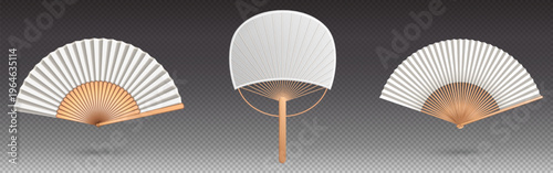 Chinese hand fan isolated handheld souvenir mockup
