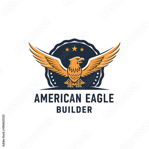 Majestic eagle mascot spreading wings, a powerful symbol for construction and building services vector illustration