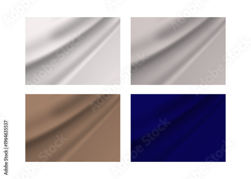 Neutral and blue silk fabric folds background, elegant draping textile texture, versatile material samples for design