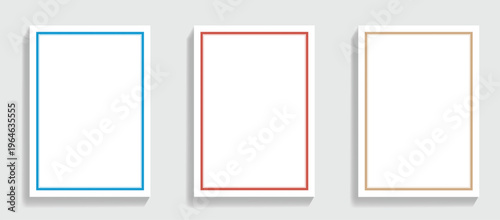 Three Blank Rectangular Frames With Colored Borders