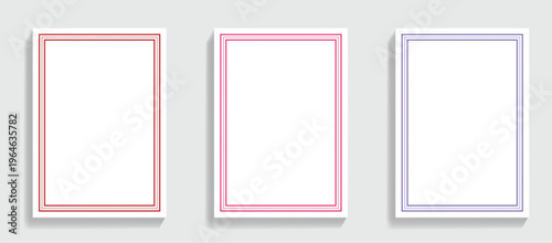 Three Blank Rectangular Frames With Colored Borders