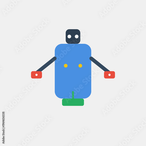 A cute 3d cartoon blue robot character holds a blank sign and screen in this funny science fiction illustration of a futuristic android machine icon rendered for business concepts