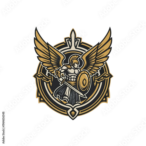 Majestic Winged Warrior Emblem: A Striking Vector Mascot Design for Strength and Protection