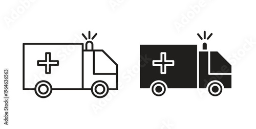 Ambulance icons linear icon. Line with Editable stroke. monochrome icon