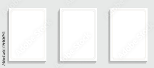 Three Blank Rectangular Frames With Thin Gold Borders