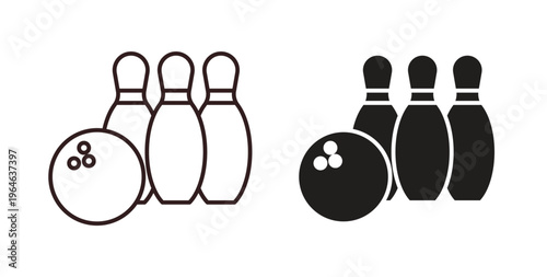 Bowling icons linear icon. Line with Editable stroke. monochrome icon