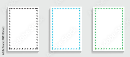 Three Decorative Frames With Different Colored Borders