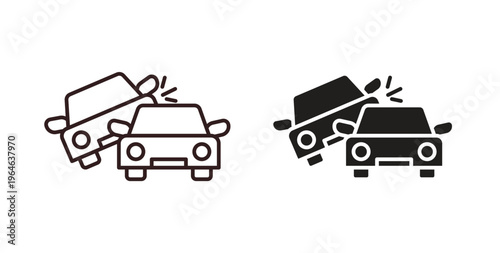 Car crash icons linear icon. Line with Editable stroke. monochrome icon
