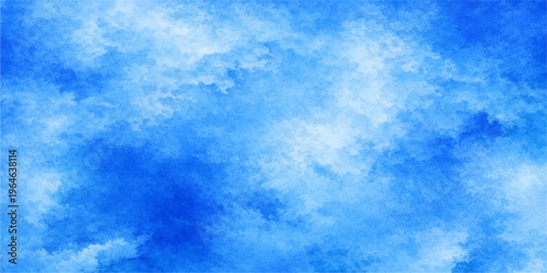 Blue abstract grunge sky background with clouds and sunlight