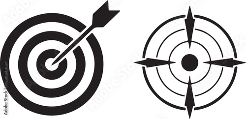 Target goal icon with arrow, business success aim symbol, achievement .