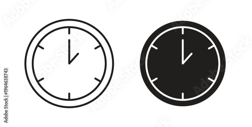 Clock two icons linear icon. Line with Editable stroke. monochrome icon
