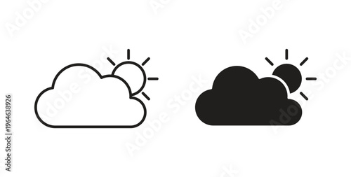 Cloud sun icons linear icon. Line with Editable stroke. monochrome icon