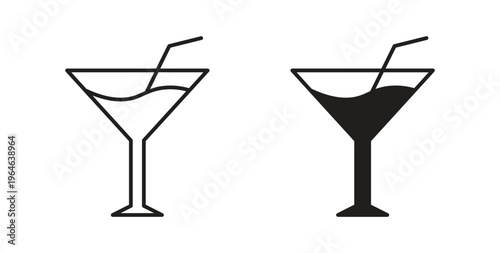 Cocktail icons linear icon. Line with Editable stroke. monochrome icon
