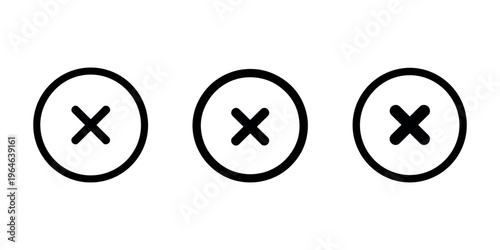 Circle x mark icon vector design. delete or close button symbol. wrong sign. clear or remove illustration. ui ux element
