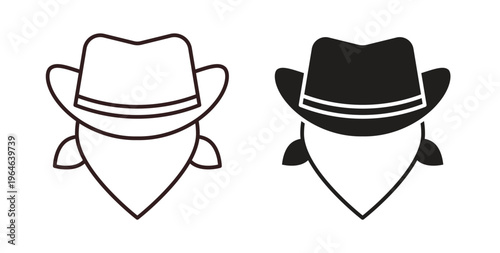 Cowboy icons linear icon. Line with Editable stroke. monochrome icon