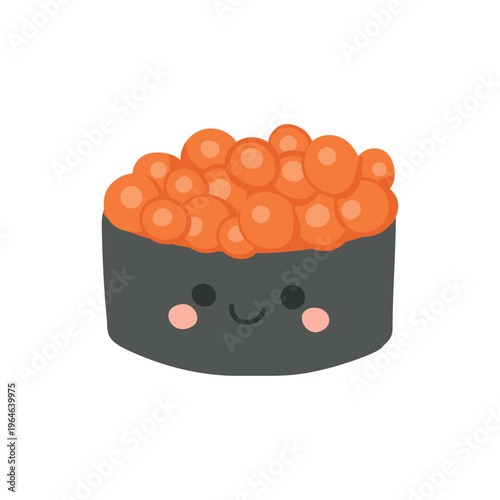 Food illustration rice with fish sushi restaurant for asian menu vector. Seafood isolated japanese with food cartoon healthy for cuisine meal icon. Caviar salmon food with graphic fish design