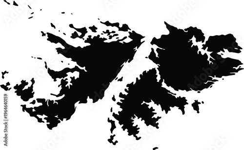 Black silhouette map of an island with irregular coastline