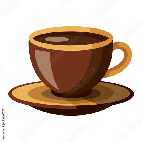 Cup of coffee filled with dark liquid on matching saucer