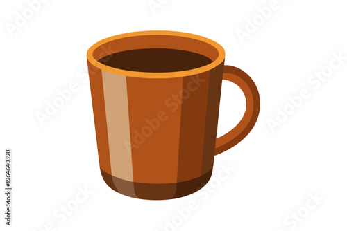 Coffee mug filled with beverage on white background