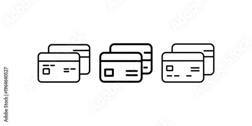 Credit card icon or banking payment line art symbol. financial transaction and online shopping black and white outline vector illustration for web design or print