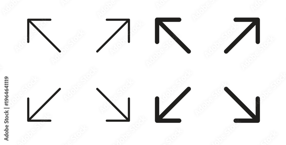 Fotografie Expand arrows icons linear icon