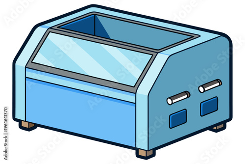 Blue display freezer unit shown on white background
