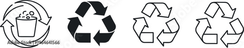 Recycle Icon Set Featuring Universal Recycling Symbols And Waste Management Signs For Environmental Conservation Eco Friendly Sustainability And Green Energy