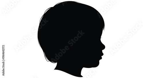 Vector graphic illustration of a young child's head in profile silhouette, capturing innocence and youth.