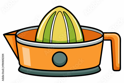 Citrus reamer mounted on orange juicer base white studio surface