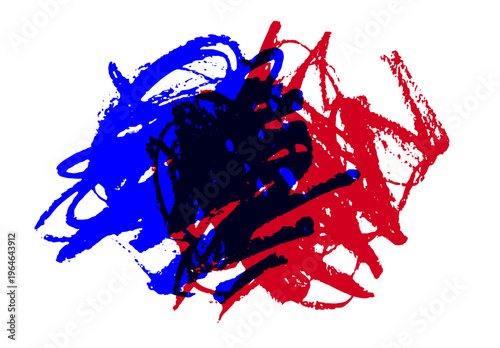 Abstract Artistic Representation of mental illness with Chaotic Red and Blue Brush Strokes