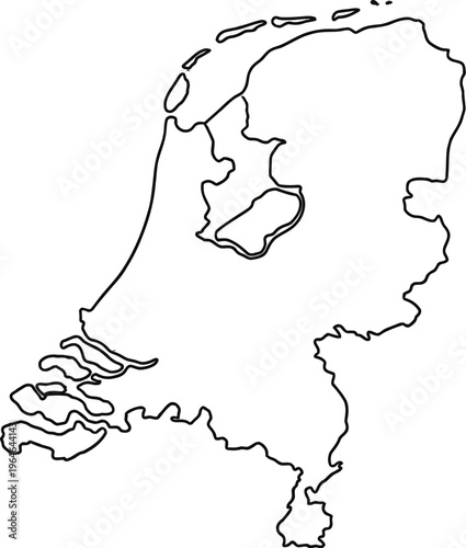 Vector illustration of the Netherlands map in simple line design