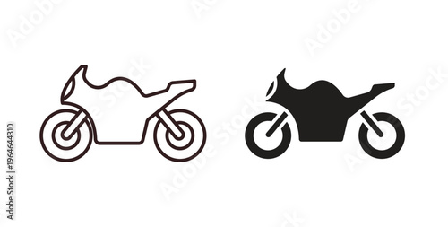 Motorcycle icons linear icon. Line with Editable stroke. monochrome icon