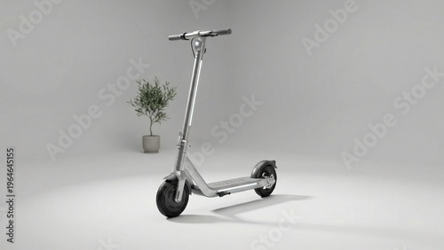 Electric Scooter in a Modern Studio Setting with a Clean Grey Background