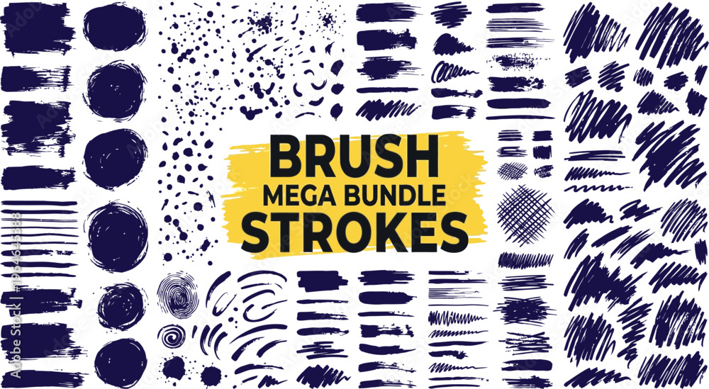 Φωτογραφία Brush strokes mega bundle collection of various painting brushstrokes