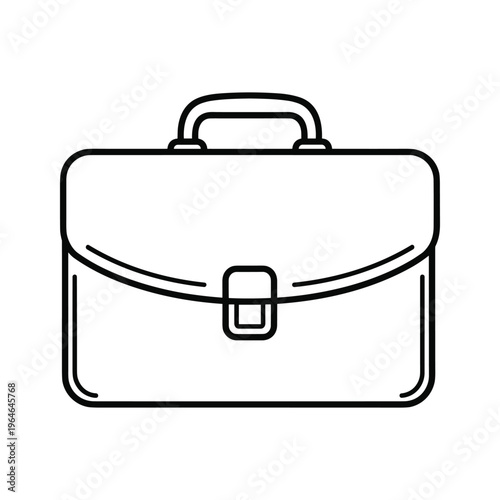 A sleek black briefcase with two sturdy handles and a prominent clasp closure sitting upright against a plain backdrop