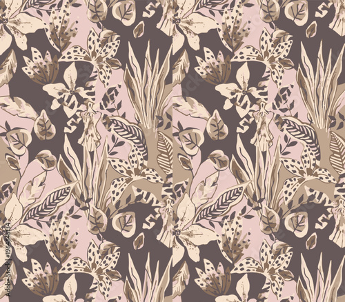 abstract an embossed blooming bright flower motif arrangement all - over textile design illustration digital image printing factory