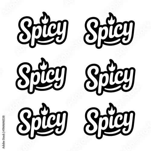 Spicy logo vector illustration with flame icon on white background