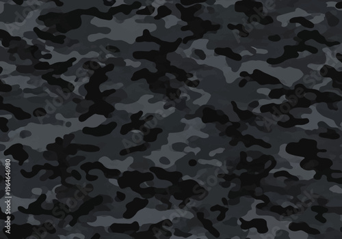 Dark Black and Grey Camouflage Pattern Background, Tactical Urban Camo Texture for Apparel and Web Design