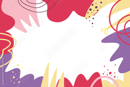 Frame background. Award border. Modern wavy poster with empty space center. Vector invitation greeting banner illustration abstract bright red pink purple color