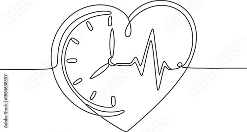 Medical health heartbeat line vector illustration forming a heart symbol icon for love and life care pulse ecg monitor sign