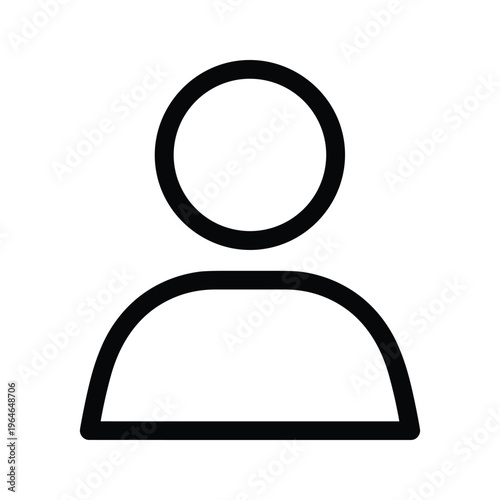 A simple, minimalist icon of a human head viewed from the front, focusing on the outline of the head and hairline