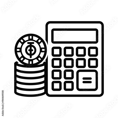 A sleek depiction of a stack of poker chips paired with a calculator, symbolizing financial risk and mathematical computation in gaming
