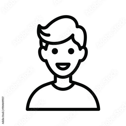 A cheerful character with short spiky hair smiling broadly at the viewer in a friendly and approachable manner