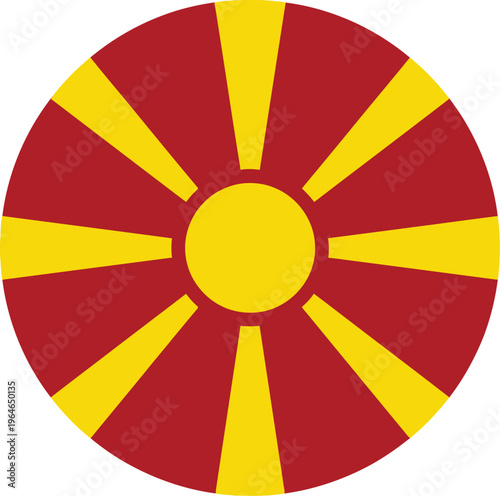 North Macedonia flag vector graphic illustration with red and yellow sunburst design on white background symbolizing national pride