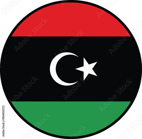 Free Download Libyan flag vector illustration in a circular design format - GFXLoad