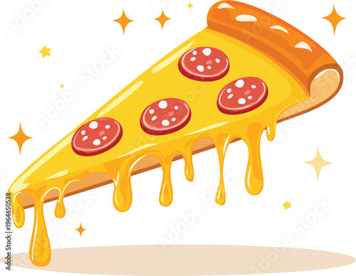 Delicious Slice of Pepperoni Pizza with Melting Cheese and Sparkling Accents, a Perfect Treat for Any Occasion