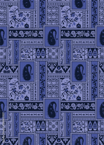 Patches work Bandana paisley, Traditional patch work,  folk fashion, Cultural, collage seamless eps vector file
